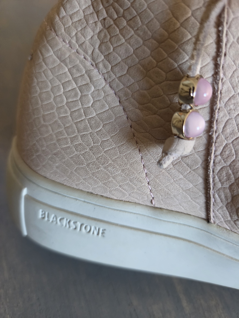 Blackstone Women’s Textured Slip-On Ankle Booties in Light Pink Cream - Picture 3 of 14
